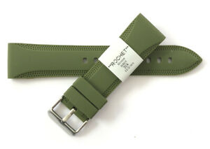 【送料無料】腕時計　ブレスレットストラップモントルロシェシリコーンカキ?c116 neuf bracelet strap montre rochet silicone kaki 22 mm largeur neuf 30?