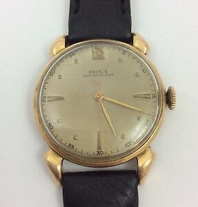 【貨物輸送無料】ウオッチ イエローゴールドドクサレザー14k yellow gold doxa leather wrist watch