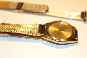 【送料無料】腕時計　レアゴールドトーンメッシュヴィンテージクォーツ9838,cyma rare gold tone mesh vintage quartz wristwatch,appraised 18002600｜hokushin