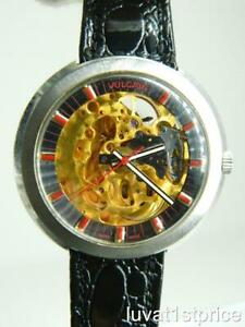 【貨物輸送無料】ウオッチ ヴィンテージメンズヴァルカインジュエルスケルトンムーブオートウォッチvintage mens vulcain 22 jewel skeleton t54 movement auto watch runs great