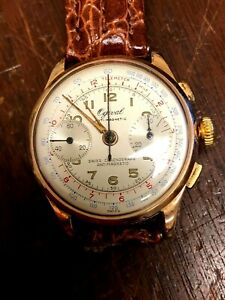 【送料無料】腕時計　ヴィンテージローズゴールドクロノグラフメンズvintage 18k rose gold chronograph ogival mens wrist watch working great