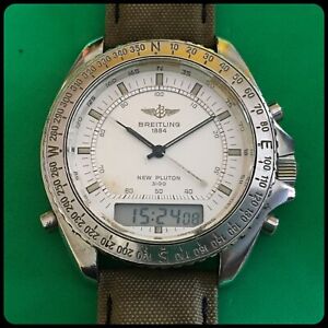 【送料無料】腕時計　ブライトリングプルタンヴィンテージクロノグラフクォーツデジアナスイスbreitling pluton 3100refa51037vintage chronographe quartzdigianaswiss｜hokushin