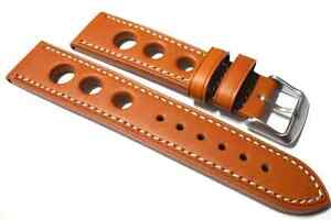 【送料無料】腕時計　タンレザーラリーウォッチストラップナチュラルステッチtan leather rally watch strap with natural stitch high quality 20, 22 and 24mm