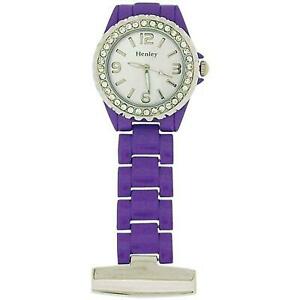 【送料無料】腕時計　ヘンリーグラマーパープルエナメルフォブウォッチhenley glamour cz purple enamel beauticians fob watch hf017