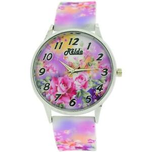 【送料無料】腕時計　レルダレディースアナログバラピンクシリコーンカラフルストラップウォッチrelda ladies analogue roses are pink silicone colourful strap watch rel102