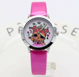 【送料無料】腕時計　セールファイブチャイルドドールクォーツウォッチダークピンクストラップ five childs doll quartz watches dark pink straps