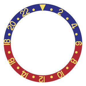 【送料無料】腕時計　ベゼルフォントreplacement bezel insert bluered pepsi with gold font for watch 3770mm x 3070