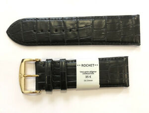 【送料無料】腕時計　ブレスレットストラップモントルロシェクワールデヴォーノワール?c39 bracelet strap montre rochet cuir de veau noir 26 mm largeur neuf 35?