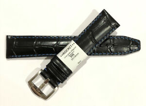 【貨物輸送無料】ウォッチ ブレスレットストラップモントルロシェクワールデヴォーノワール?c114 bracelet  strap montre rochet cuir de veau noir 20 粍 largeur neuf 39? 男女兼用腕時計-腕時計