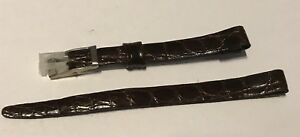 【送料無料】腕時計　ブレスレットビンテージエンクワールクロコモントルアベックポンプバレットbracelet vintage en cuir croco montre avec pompe barette fixe 8 mm marron
