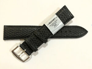 【送料無料】腕時計　ブレスレットストラップモントルロシェアンクワールヴォーノワール?c138 bracelet strap montre rochet en cuir veau noir 20 mm largeur neuf 34?