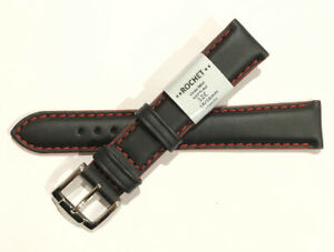 【送料無料】腕時計　ブレスレットストラップモントルロシェクワールヴォーノワールラージールc67 bracelet strap montre rochet cuir veau noir 18 mm largeur neuf 32?