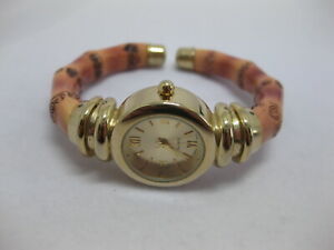 【送料無料】腕時計　クォーツブレスレットウォッチゴールドブラウンワーキングwomens quartz bracelet watch gold brown working t75