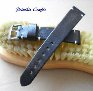 【送料無料】腕時計　ステッチ20mm handmade watch strap genuine leather brown leather grey stitches｜hokushin
