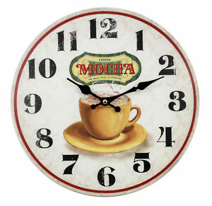 【送料無料】腕時計　ウォールクロックモカコーヒーカップヴィンテージシャビーウォッチwanduhr mocha tasse kaffee d28cm vintage shabby uhr