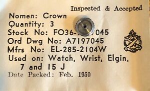 【貨物輸送無料】ウォッチ エルギンヴィンテージクラウンone vintage military issue nos crown for elgin wwii ww2 military watch 男女兼用腕時計-腕時計
