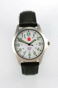 【貨物輸送無料】ウォッチ チャールズデロンメンズレザーステンレススチールクォーツcharles delon mens leather stainless steel water resistant quartz battery watch 腕時計-男女兼用腕時計