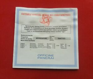 【送料無料】腕時計　パネライクロノメーターテストpanerai cosc cronometer testing certificate 2008 paper