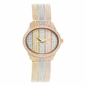 【貨物輸送無料】ウォッチ セントルシアアクセントブレスレットウォッチトライトーンst lucia womens quartz crystal accented bracelet watch tritone 男女兼用腕時計-腕時計
