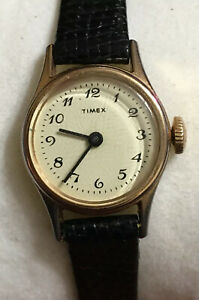 【送料無料】腕時計　ヴィンテージレディースタイムックスマニュアルレザーストラップランニングvintage ladies timex manual wind leather strap ex running condition