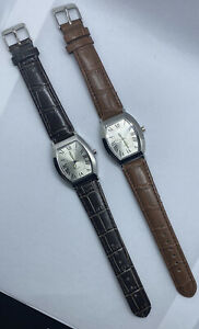 【送料無料】腕時計　クォーツレザーウォッチロットブラウンquartz genuine leather watch lot x2 brown