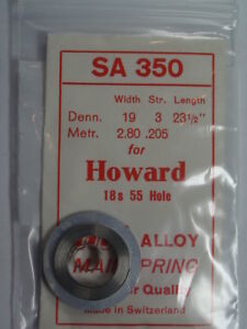 【送料無料】腕時計 サイズハワードホールエンドメインスプリングnos 18 size howard hole end sa 350 alloy mainspring msp061