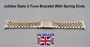 【送料無料】腕時計　ステンレススチールトーンジュビリーブレスレットスプリングエンドフィッティングstainless steel 2tone jubilee bracelet with spring end fitting 18mm 20mm 22mm