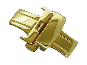 【送料無料】腕時計　ゴールドステンレスバタフライクラスプgold stainless steel butterfly deployment clasp 24mm
