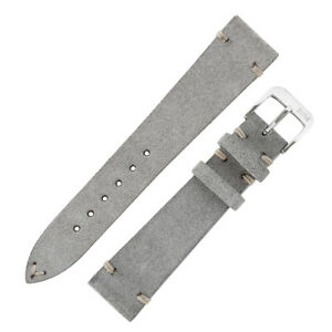 【貨物輸送無料】ウオッチ スエードレザーウォッチストラップストーングレーrios1931 hudson genuine suede leather watch strap インチ stone grey