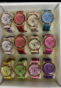 【貨物輸送無料】ウオッチ ヒョウミックスカラーウォッチロット lot of 12 pc womens leopard print mix color watch whole