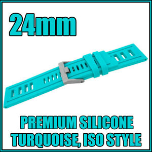 【送料無料】腕時計　?ターコイズダイバーシリコーンラバーウォッチストラップ?? 24mm turquoise, diver, silicone rubber high quality watch strap ? 14,235円
