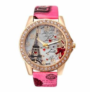 【貨物輸送無料】ウォッチ ハートウォッチヴィンテージパリエッフェルタワークォーツlove heart watch  vintage paris eiffel tower womens quartz watch women girls 腕時計-男女兼用腕時計