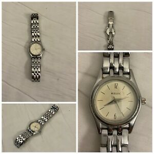 【送料無料】腕時計　シルバーステンレスフリップスrelic watch womens silver stainless steel euc flipz
