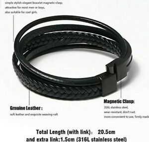 【送料無料】腕時計　レザーブレスレットメンズレザーブレスレットマグネットクラスプleather bracelet, 205cm mens genuine leather bracelet with magnet clasp