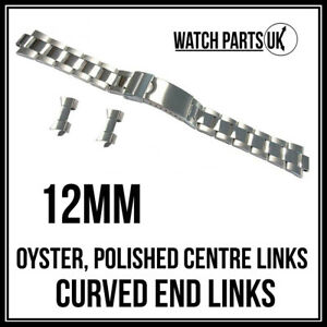 【送料無料】腕時計　?オイスターポリッシュセンターリンクブレスレットウォッチストラップエンドリンク?? 12mm oyster polished centre links bracelet watch strap with curved end links ?