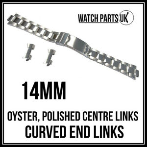 【送料無料】腕時計　?オイスターポリッシュセンターリンクブレスレットウォッチストラップエンドリンク?? 14mm oyster polished centre links bracelet watch strap with curved end links ?