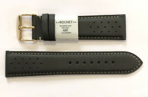 【送料無料】腕時計　ブレスレットストラップモントルロシェクワールヴァシェットノワールc38 bracelet strap montre rochet cuir vachette noir 22 mm largeur neuf 42?