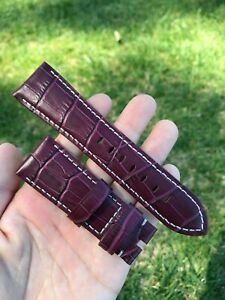 【送料無料】腕時計　プエプルパネライbright luster pueple bamboo grain handmade genuineleather strap for panerai26x22