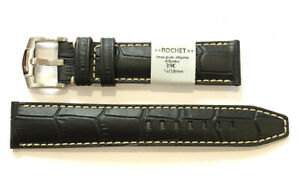 【送料無料】腕時計　ブレスレットストラップモントルロシェクワールヴォーノワール?c33 neuf bracelet strap montre rochet cuir veau noir 20 mm largeur neuf 39?