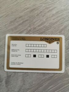 【送料無料】腕時計　ロンジンカードlongines warranty card blank