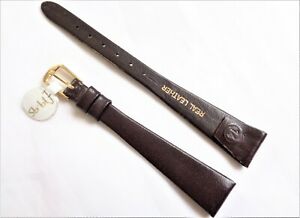 【送料無料】腕時計　ヴィンテージスイスレザーブラウンオープンエンドウォッチストラップvintage swiss 14mm high quality genuine leather brown open end watch strap