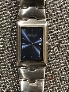 【貨物輸送無料】ウォッチ ケネスコールメンシルバースチールアナログクォーツウォッチアワーデイトkenneth cole men silver steel rectangle analog quartz watch hour~date 腕時計-男女兼用腕時計