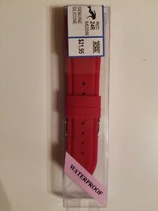 【貨物輸送無料】ウォッチ ハドリーローマレッドシリコーンウォッチストラップhadleyroma 24粍 red genuine silicone waterproof watch strap 腕時計-男女兼用腕時計