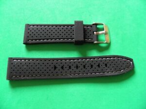 【貨物輸送無料】ウオッチ ブレスレットレーシングノーティックラリーノワールクチュールブランシュ24 粍 bracelet solide gomme a trous racing nautic rallye noir couture blanche