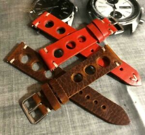 【送料無料】腕時計　タリアンヴィンテージレザーレーシングウォッチストラップメイドtalian vintage genuine leather racing watch strap hmade 18 19 20 21 22 24mm