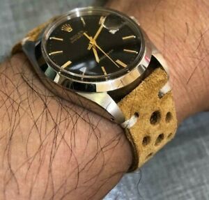 【送料無料】腕時計　イタリアヴィンテージスエードラリーレーシングウォッチストラップグリーンレッドitalian vintage genuine suede rally racing watch strap hm 18 20 22mm green, red