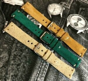 【送料無料】腕時計　イタリアヴィンテージスエードレザーウォッチストラップタンitalian vintage genuine suede leather watch strap 18 19 20 21 22 24mm hm tan