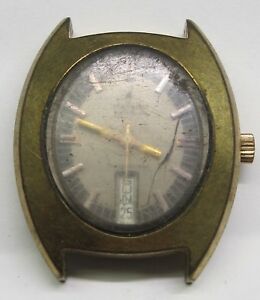 【送料無料】腕時計　ヴィンテージステラリスメッキvintage gents stellaris electronic day date yellow plated wrist watch