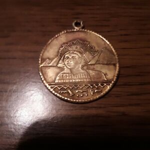 【送料無料】腕時計　アンティークエジプトフォブメダリオンピラミッドスピンスオリジナルマジックコインantique egyptian fob medallion great pyramid spinx original magic coin