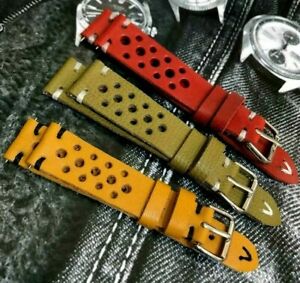 【送料無料】腕時計　イタリアヴィンテージレザーラリーレーシングウォッチストラップメイドitalian vintage genuine leather rally racing watch strap hmade 18 19 20 22 24mm